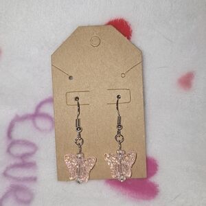 Elegant Butterfly Dangle Earrings - Pink